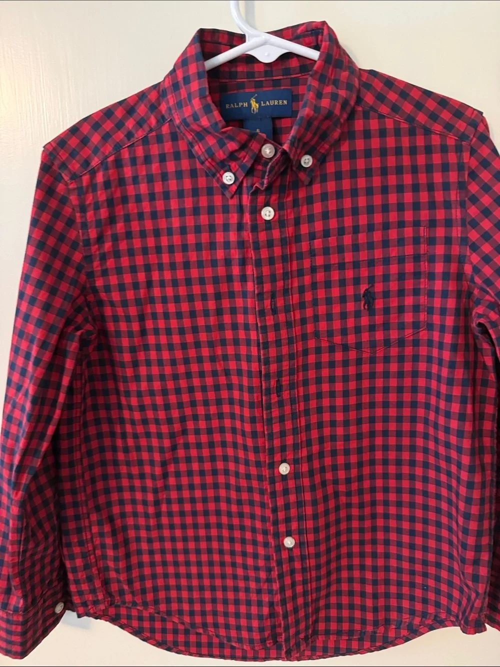 Ralph Lauren Red & Navy Gingham Button-Down Shirt